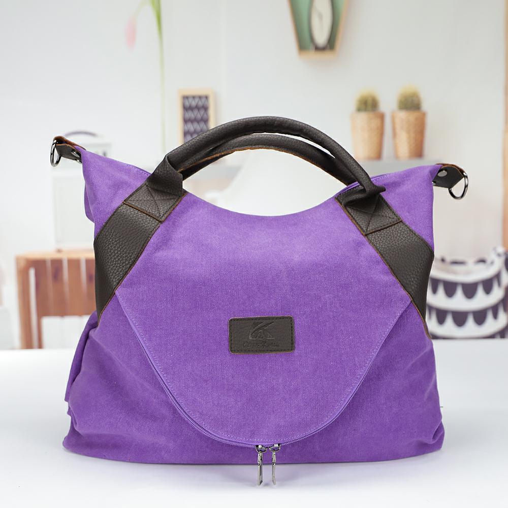 Damen Canvas Handtasche – Minimalistische Schultertasche im Vintage Look