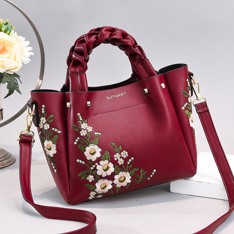 Damen Handtasche mit Blumenmuster – Stilvolle Schultertasche für Alltag & Freizeit