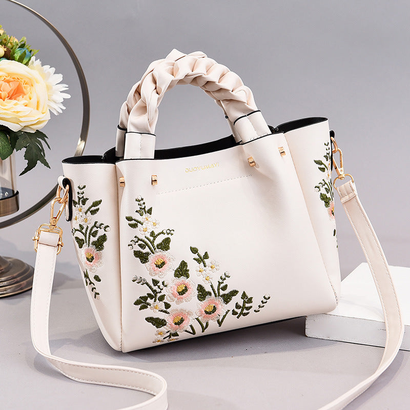 Damen Handtasche mit Blumenmuster – Stilvolle Schultertasche für Alltag & Freizeit