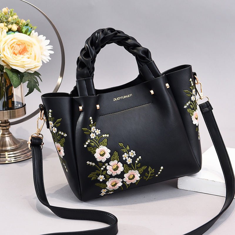 Damen Handtasche mit Blumenmuster – Stilvolle Schultertasche für Alltag & Freizeit