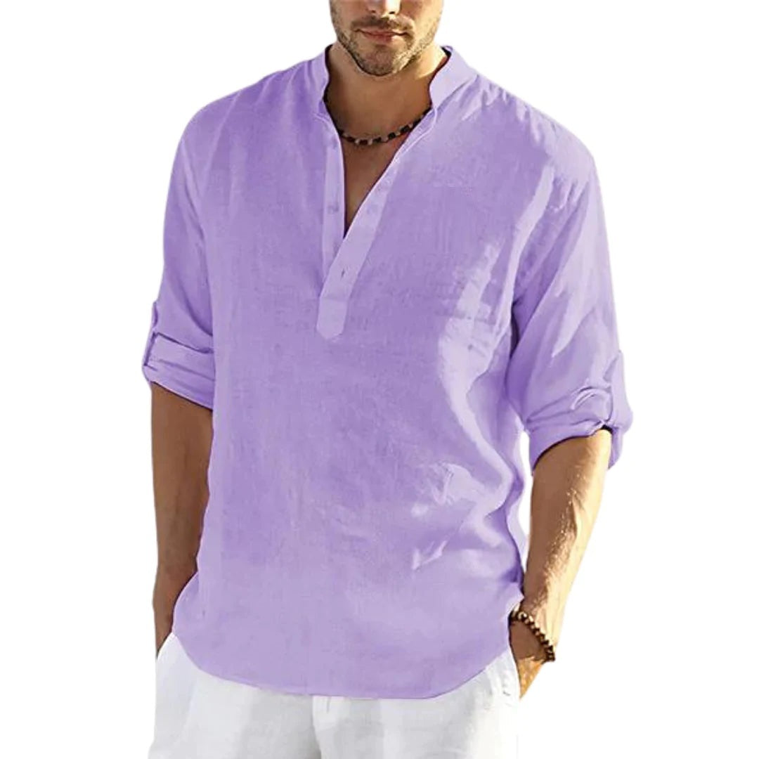 Leinenhemd Herren in Lila - leichtes Hemd mit sommerlichem Stil