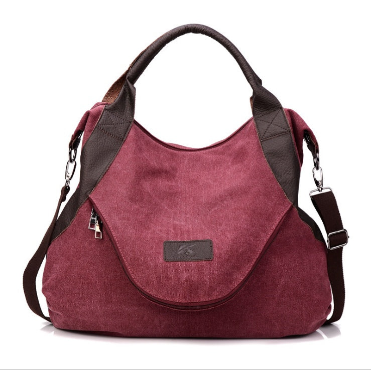 Damen Canvas Handtasche – Minimalistische Schultertasche im Vintage Look