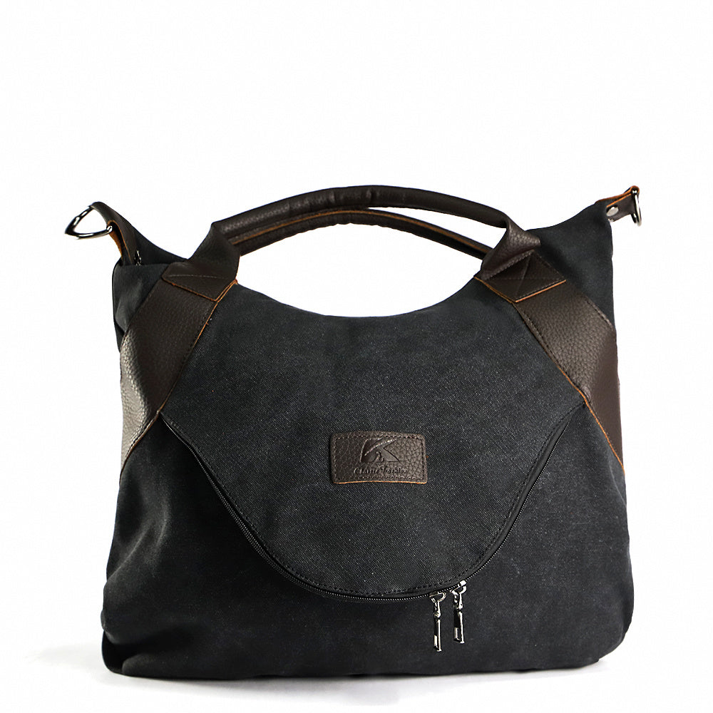 Damen Canvas Handtasche – Minimalistische Schultertasche im Vintage Look