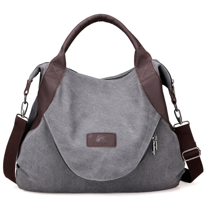 Damen Canvas Handtasche – Minimalistische Schultertasche im Vintage Look
