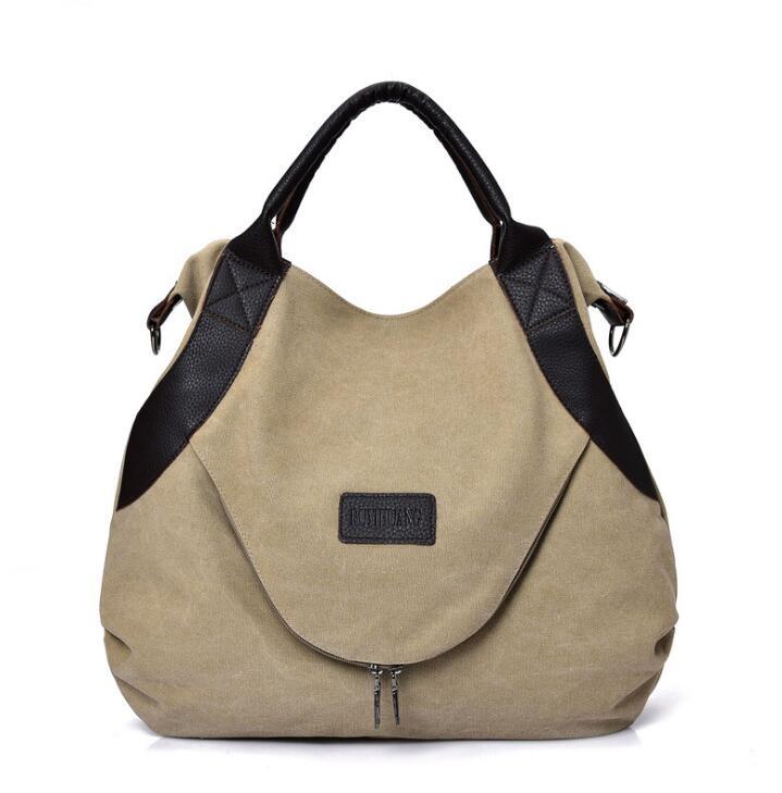 Damen Canvas Handtasche – Minimalistische Schultertasche im Vintage Look