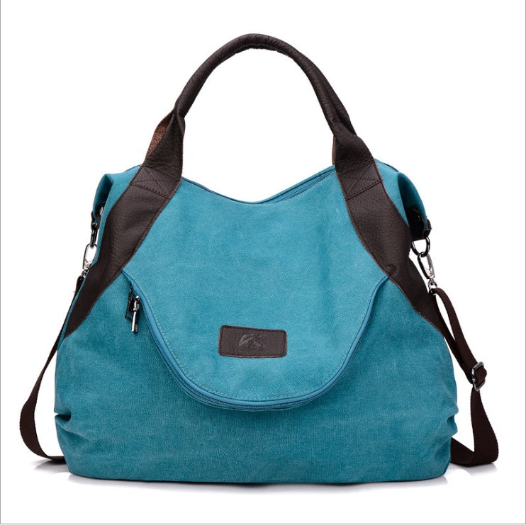 Damen Canvas Handtasche – Minimalistische Schultertasche im Vintage Look