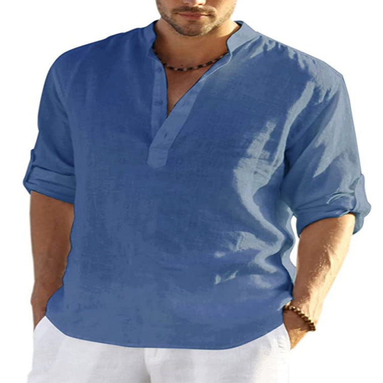 Leinenhemd Herren in Blau - luftiges Freizeitshirt aus Leinen