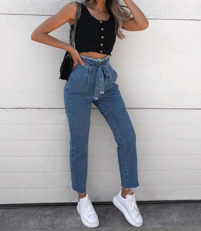 Damen Jeans High Waist – modisch in gewaschener Denim-Optik