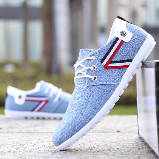 Leichte Herren Canvas Freizeitschuhe in Blau – Bequeme Schuhe mit weicher Sohle für Alltag und Freizeit