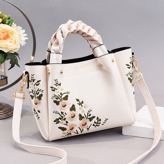 Damen Handtasche mit Blumenmuster – Stilvolle Schultertasche für Alltag & Freizeit