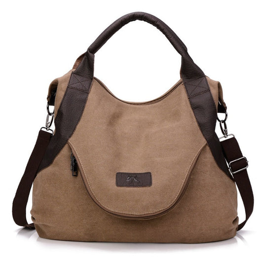 Damen Canvas Handtasche in Vintage-Optik mit viel Stauraum und verstellbarem Gurt – ideal für Alltag & Reisen"