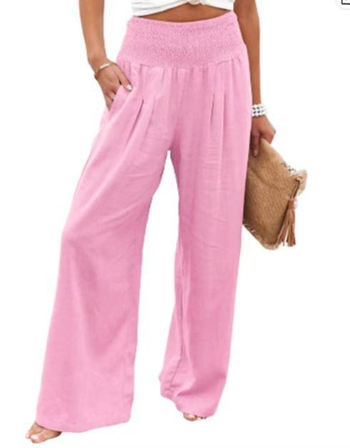 Weite Baumwollhose Damen – perfekt für warme Tage in Pink