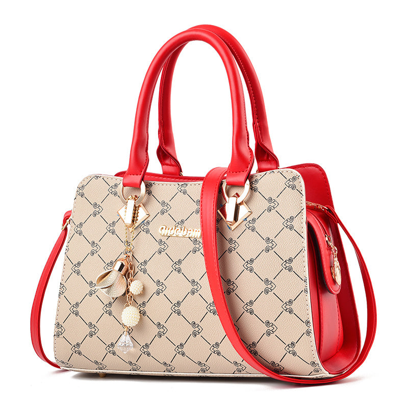 Damen Handtasche modern – mit Reißverschluss & Anhänger