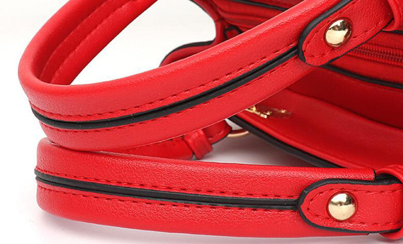 Damen Patchwork Handtasche – Elegante Schultertasche mit Anhänger