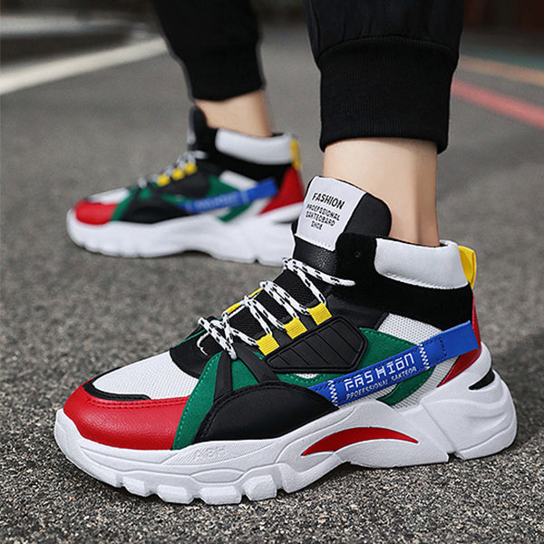 Bunter Herren Sneaker - High- Top Sportschuh im Streetwear- Style