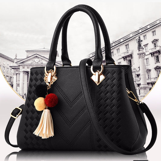 Elegante Damenhandtasche mit stilvollem Quasten-Anhänger, goldener Verzierung und großzügigem Stauraum – perfekt für Alltag & Büro"
