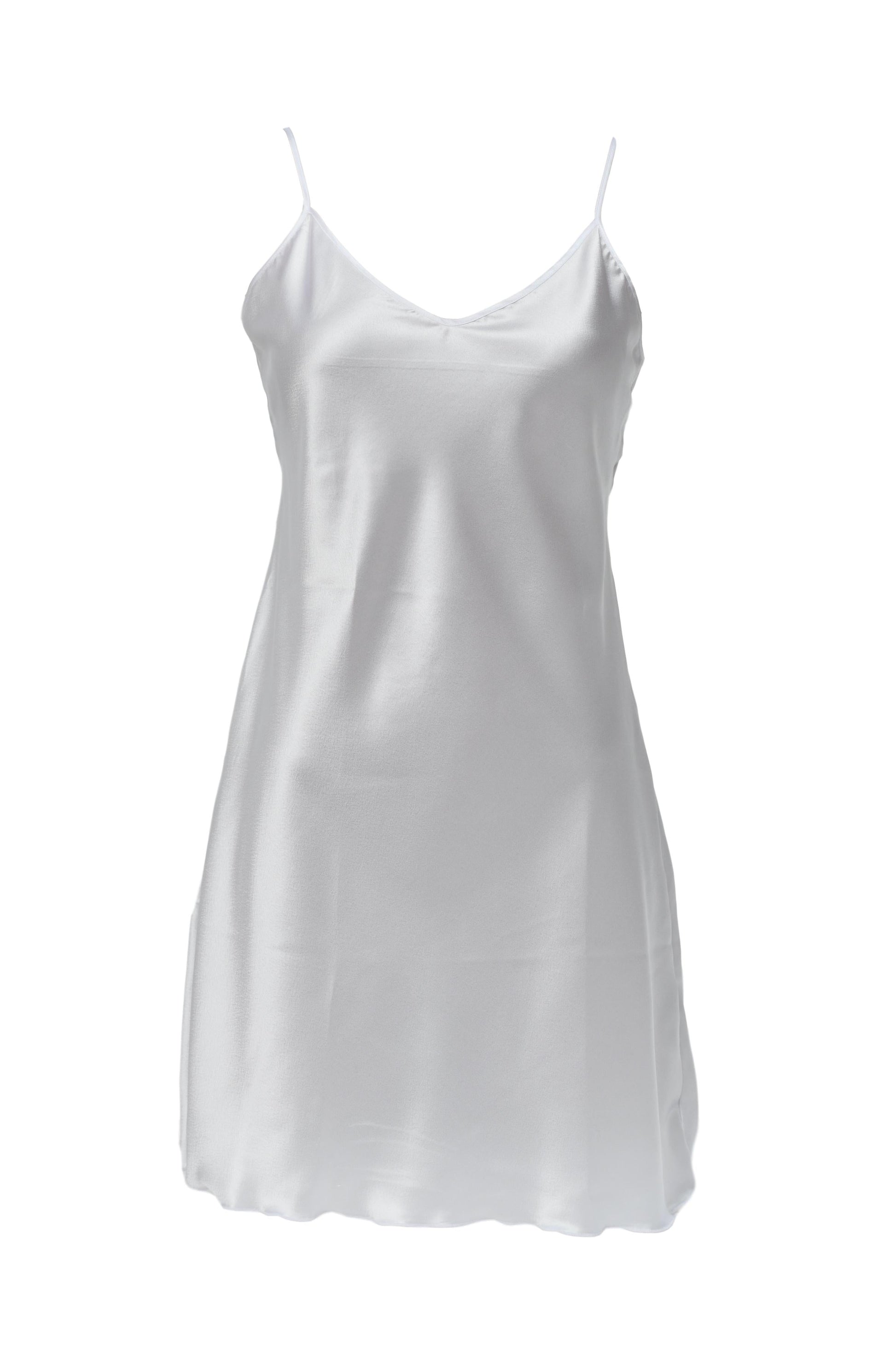 Easy Line Satin Petticoat white polyester slip with thin straps