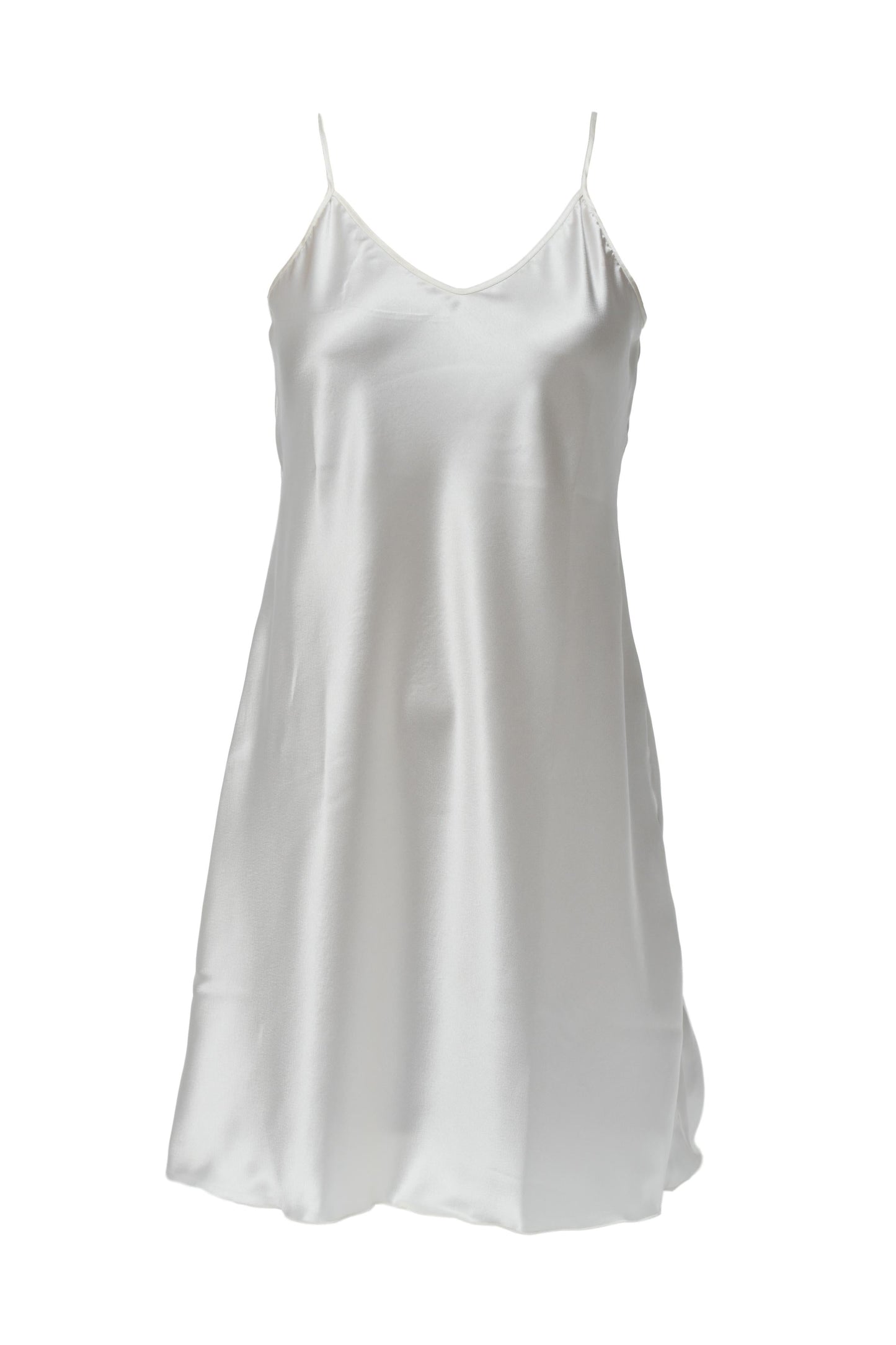 White Easy Line Satin Petticoat slip dress with thin straps made of 100% polyester