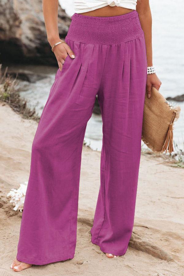 Damen Sommerhose aus Baumwolle mit Gummibund in Rosa